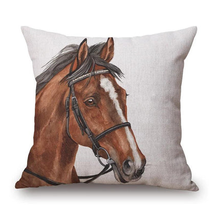 Cushion Cover Horse Tan White Farm Country Farmhouse