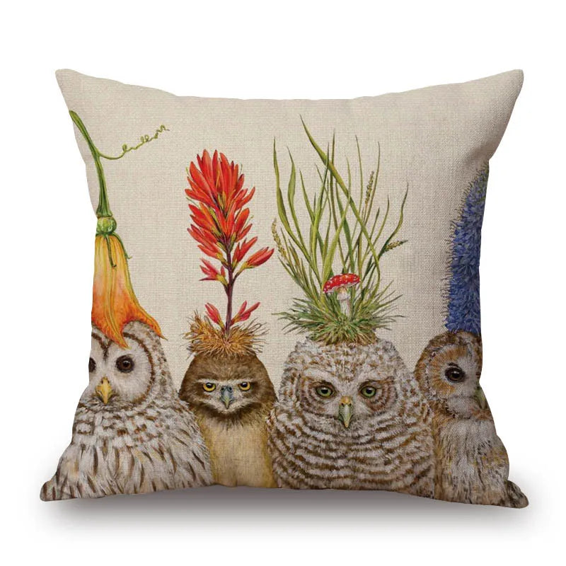 Animal Cushion Cover Squirrel Bird Bear Fox 45cm