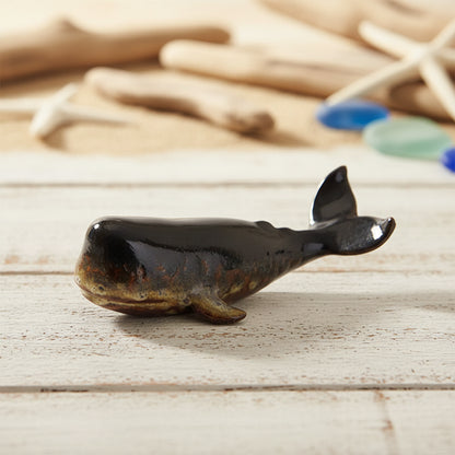 Handmade Ceramic Sperm Whale Ornament | Coastal Home Decor | TV Cabinet & Shelf Sculpture | 29cm