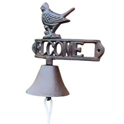 Door Bell Welcome Cast Iron Rustic Bird