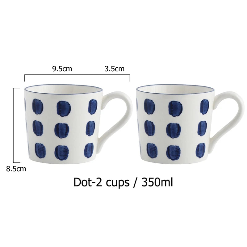 Jug Mug Cup Blue Stripe Spots Kitchenware