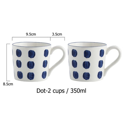 Jug Mug Cup Blue Stripe Spots Kitchenware