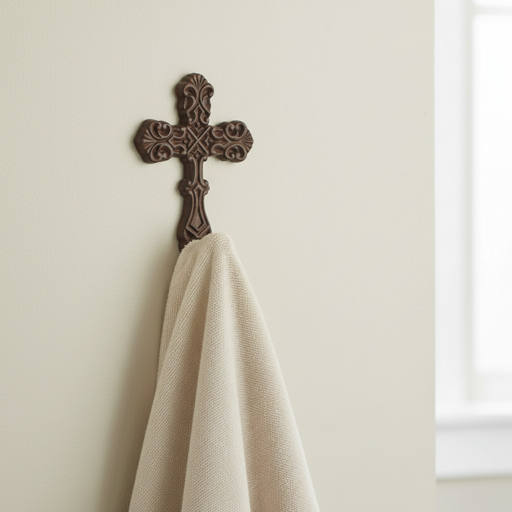 Cross Cast Iron Rustic Hook | Religious Wall Hook 17cm x 10cm