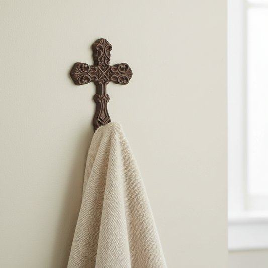 Cross Cast Iron Rustic Hook | Religious Wall Hook 17cm x 10cm