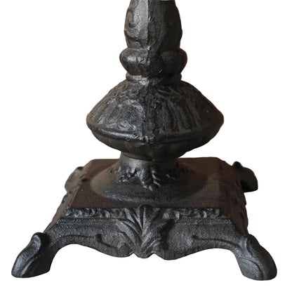 Antique Black Cast Iron Pillar Candle Holder | Tall European Baroque Candlestick | Handmade Home Decor