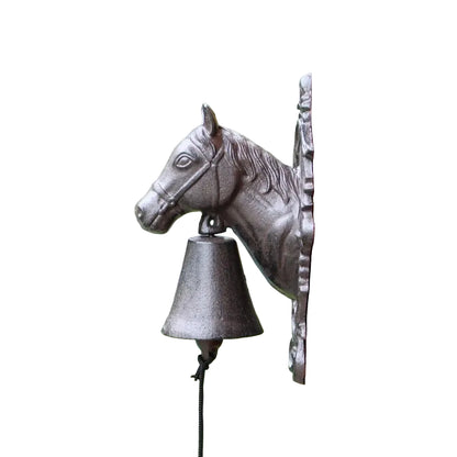 Horse Head Doorbell Cast Iron Handmade Antique Black - Unique One of a Kind 16x13.5x25cm