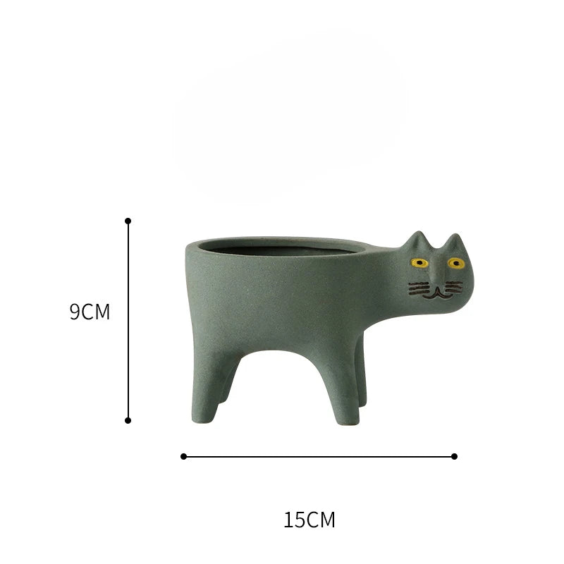 Pot Planter Garden Funky Coloured Cat Cats