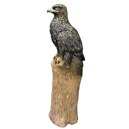 Resin Eagle Ornament | Detailed Bird Statue on Driftwood Base | Garden & Home Decor | 23cm