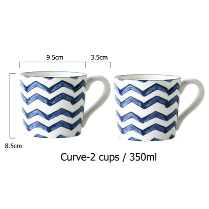 Jug Mug Cup Blue Stripe Spots Kitchenware