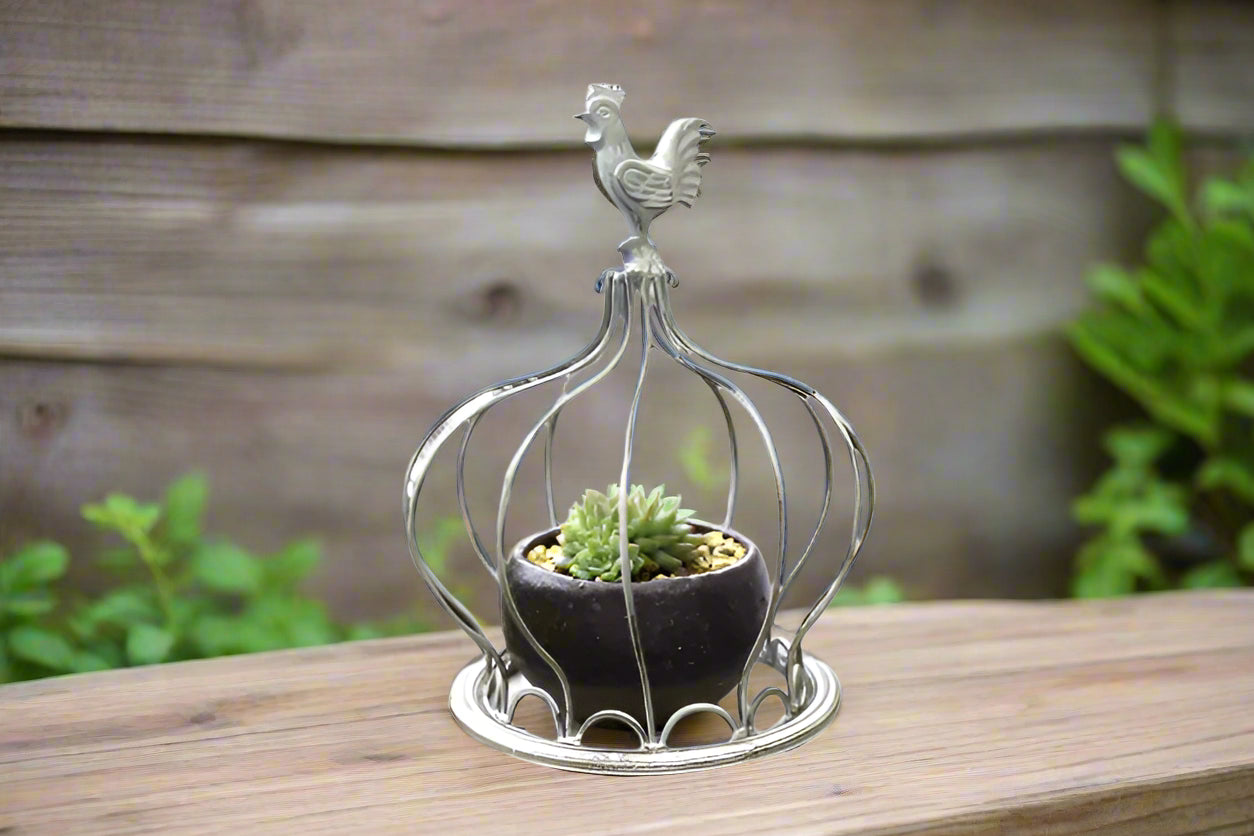 Cloche Planter Rooster Rustic Farmhouse