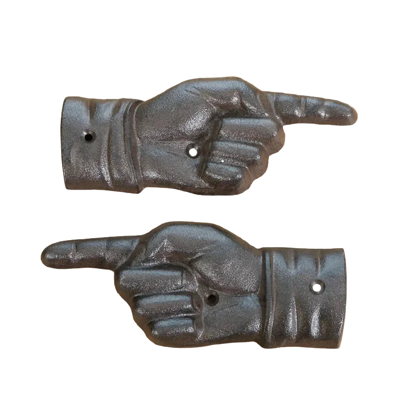 Vintage Cast Iron Pointing Finger Wall Sign | Left & Right Direction Decor