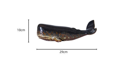 Handmade Ceramic Sperm Whale Ornament | Coastal Home Decor | TV Cabinet & Shelf Sculpture | 29cm
