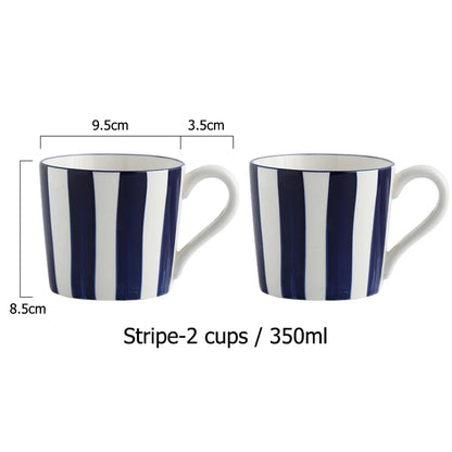 Jug Mug Cup Blue Stripe Spots Kitchenware