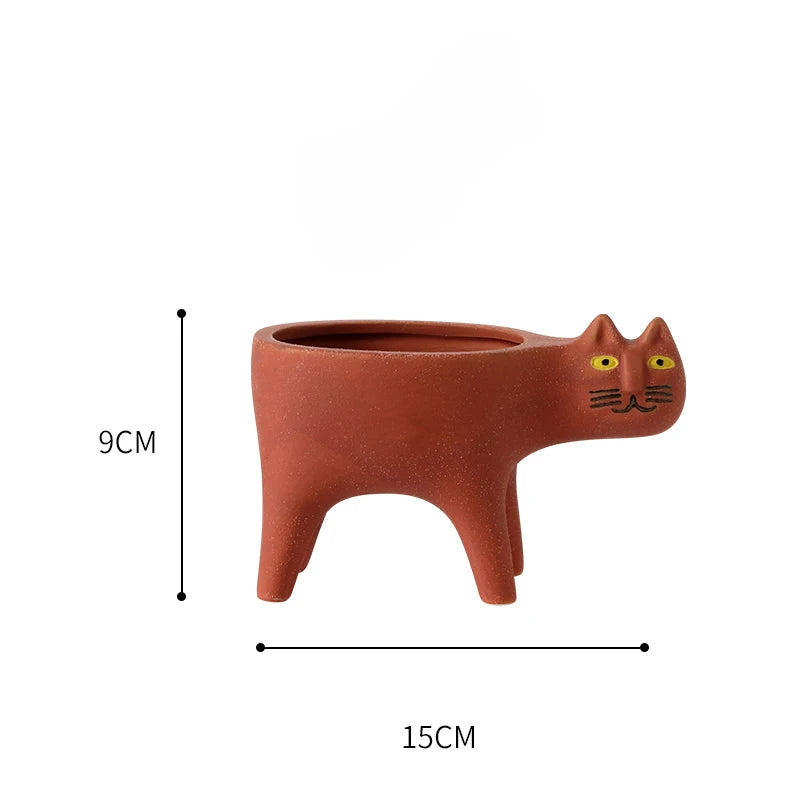 Pot Planter Garden Funky Coloured Cat Cats