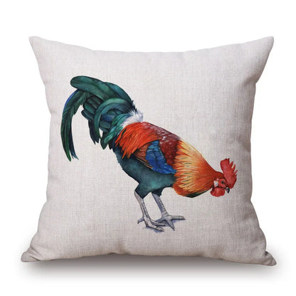 Cushion Cover Fun Poultry Rooster Chicken Hen Farmhouse | Linen Cotton Polyester | 11 Designs