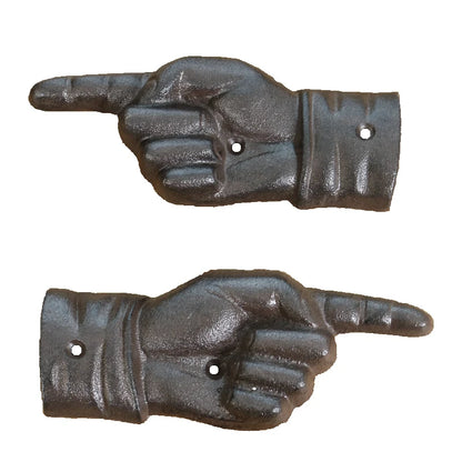 Vintage Cast Iron Pointing Finger Wall Sign | Left & Right Direction Decor