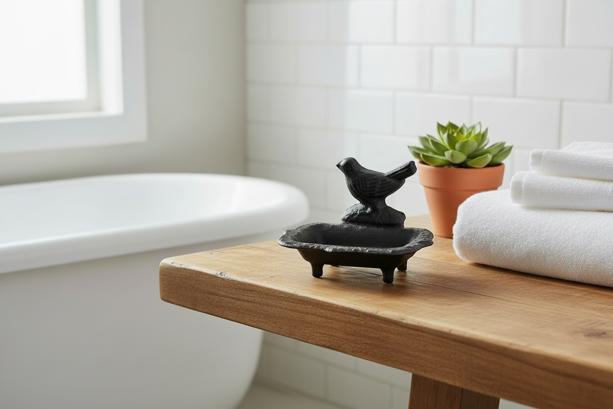 Cast Iron Bird Soap Dish - Rustic Bathroom Decor