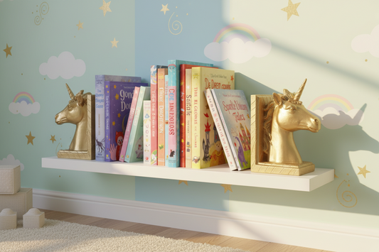 Resin Unicorn Bookends - Gold or White Horse Statue Book Stand