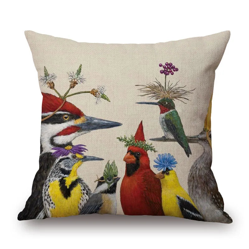 Animal Cushion Cover Squirrel Bird Bear Fox 45cm