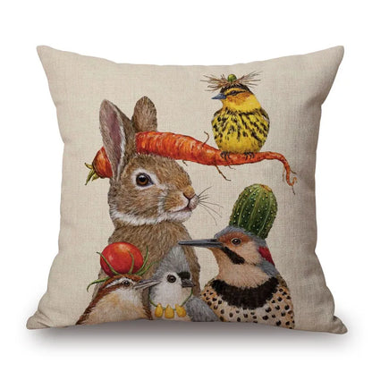 Animal Cushion Cover Squirrel Bird Bear Fox 45cm