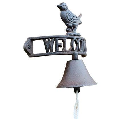 Door Bell Welcome Cast Iron Rustic Bird