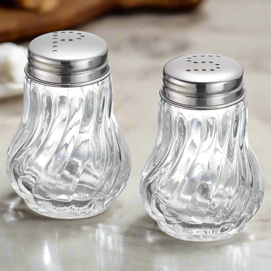 Salt Pepper Shaker Classic Vintage Glass Set of 2