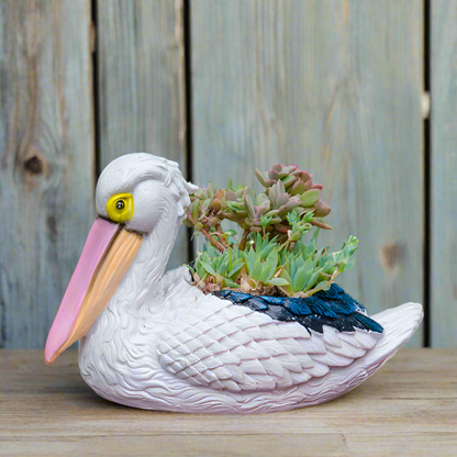 Planter Pot Pelican Bird Flower Garden