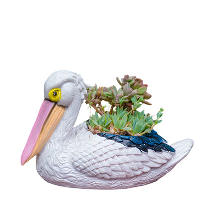 Planter Pot Pelican Bird Flower Garden