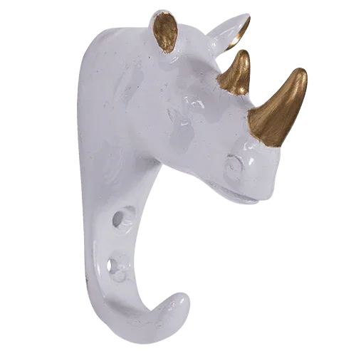 Rhino White and Gold Hook - The Renmy Store Homewares & Gifts 