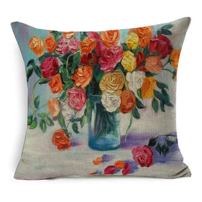 Vintage Oil Painting Floral Cushion Cover | 12 Designs | European Art | Linen or Plush