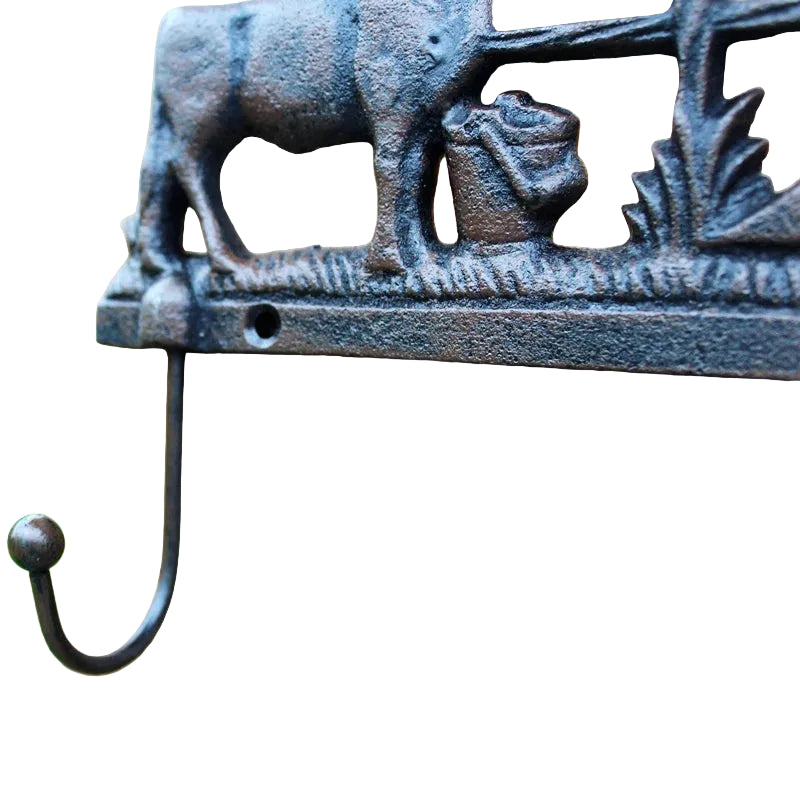 Cow Cattle Cast Iron Hook | Two Hangers Farmhouse Wall Hook 17x6x23cm