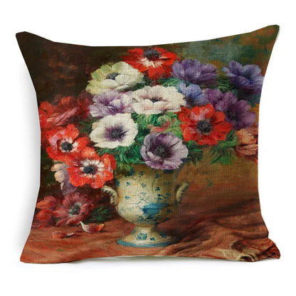 Vintage Oil Painting Floral Cushion Cover | 12 Designs | European Art | Linen or Plush