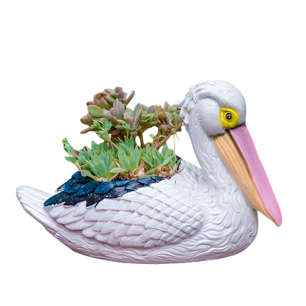 Planter Pot Pelican Bird Flower Garden