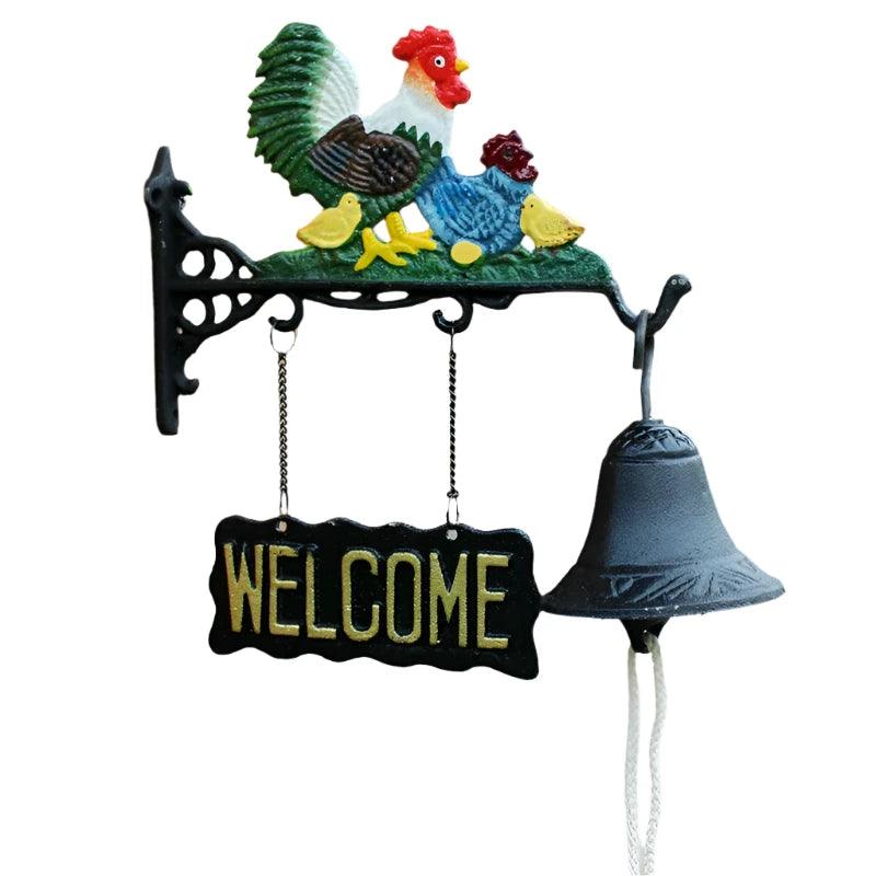 Door Bell Welcome Chicken Rooster Cast Iron