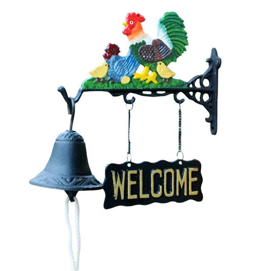 Door Bell Welcome Chicken Rooster Cast Iron