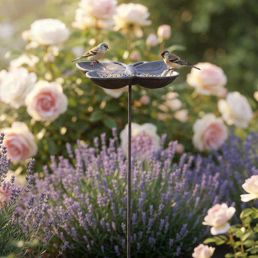 Cast Iron Butterfly Bird Feeder Garden Stake | 12.5x14.8cm 71.5cm Tall