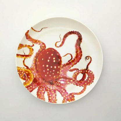 Plate Fish Octopus Crab Coastal Beach Kitchen