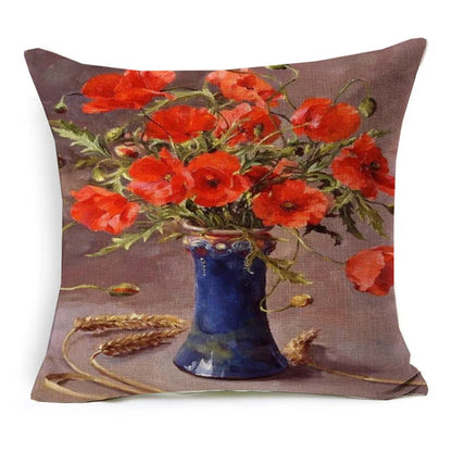 Vintage Oil Painting Floral Cushion Cover | 12 Designs | European Art | Linen or Plush