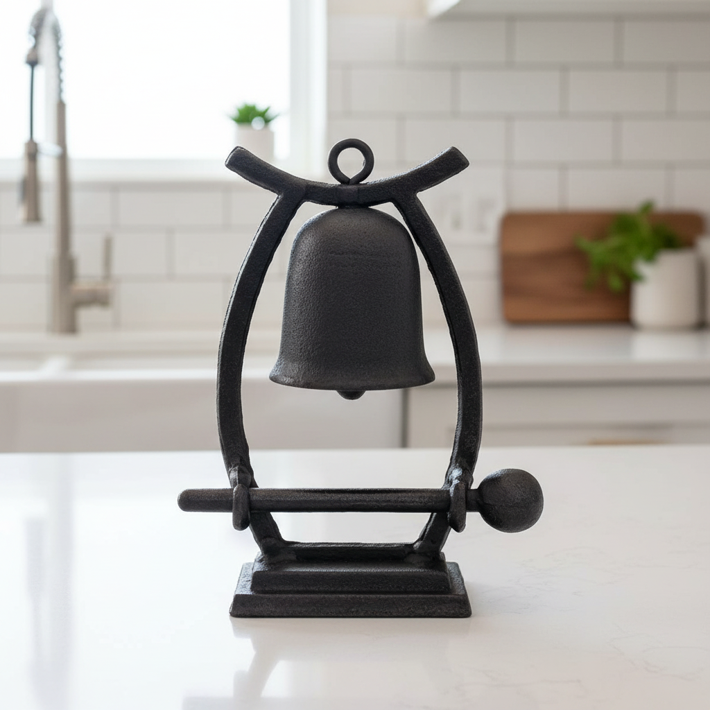 Dinner Bell Cast Iron Tabletop Vintage Asian Bali Style - 17x8x22.5cm
