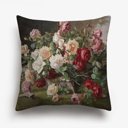Vintage Oil Painting Floral Cushion Cover | 12 Designs | European Art | Linen or Plush
