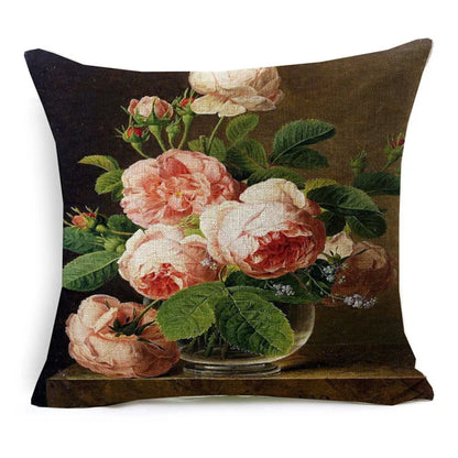 Vintage Oil Painting Floral Cushion Cover | 12 Designs | European Art | Linen or Plush