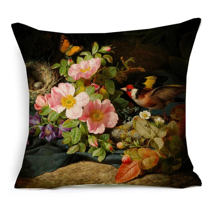 Vintage Oil Painting Floral Cushion Cover | 12 Designs | European Art | Linen or Plush