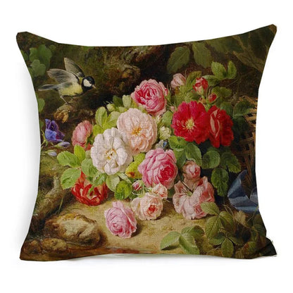 Vintage Oil Painting Floral Cushion Cover | 12 Designs | European Art | Linen or Plush