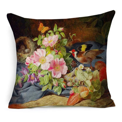Vintage Oil Painting Floral Cushion Cover | 12 Designs | European Art | Linen or Plush