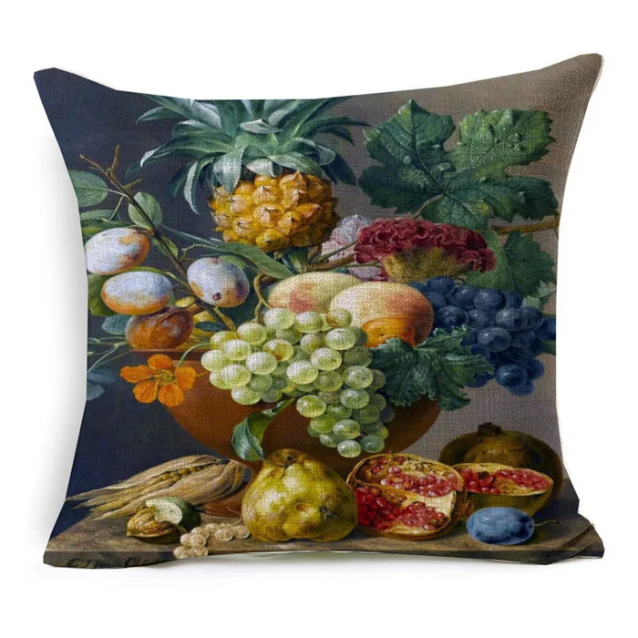 Vintage Oil Painting Floral Cushion Cover | 12 Designs | European Art | Linen or Plush