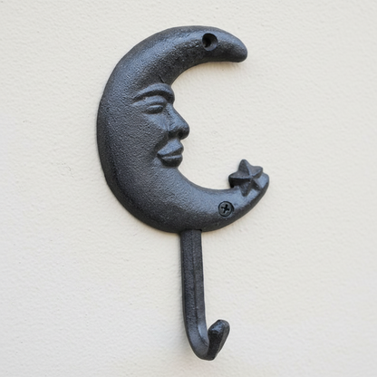 Moon Hook Cast Iron Vintage Celestial - 16.2x9.5cm
