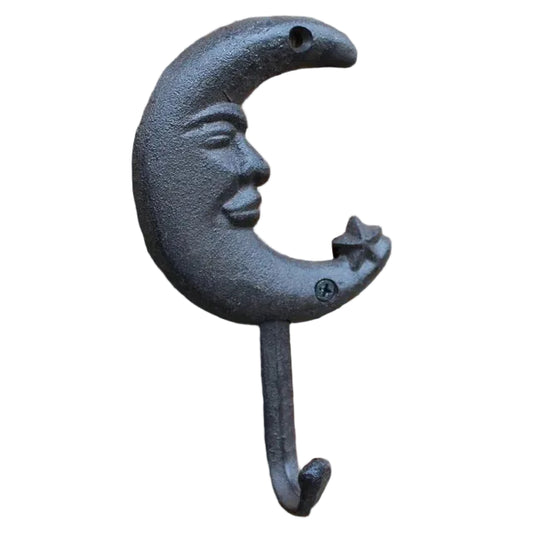 Moon Hook Cast Iron Vintage Celestial - 16.2x9.5cm