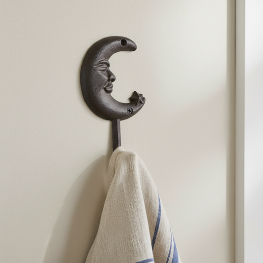 Moon Hook Cast Iron Vintage Celestial - 16.2x9.5cm