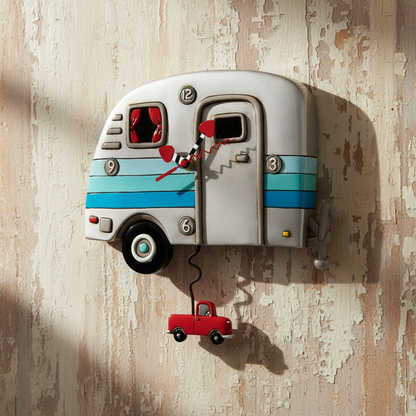 Wall Clock Caravan Happy Campers Pendulum Allen Designs - 28x28cm