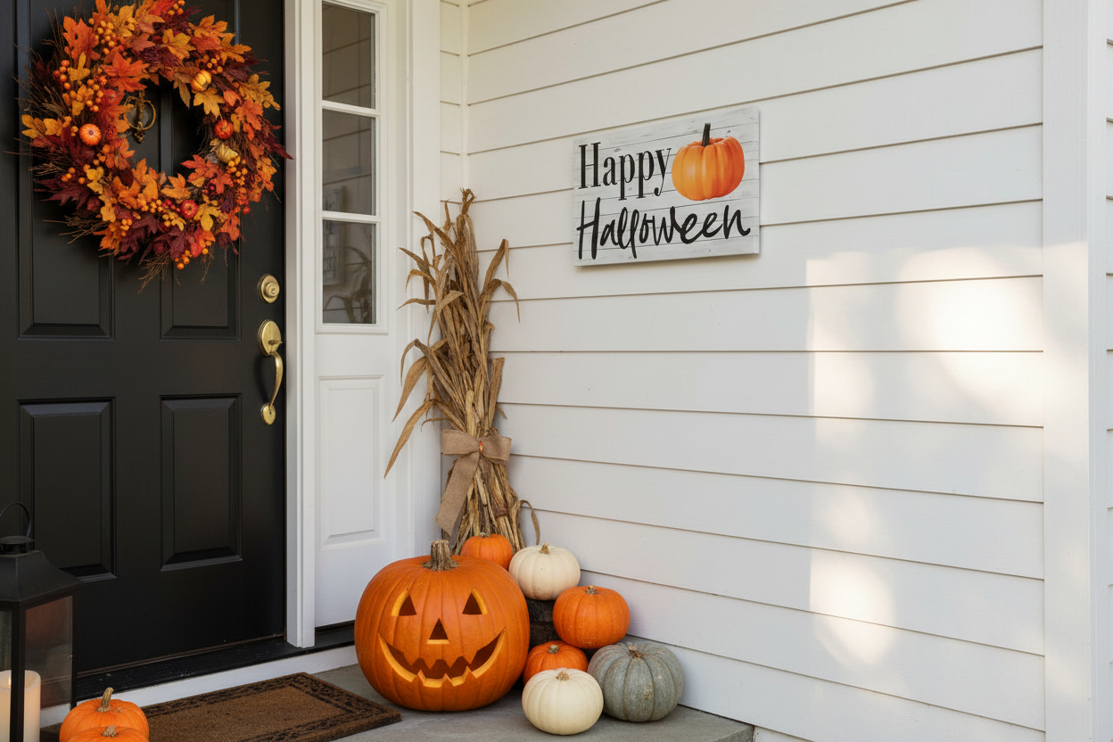Happy Halloween with Pumpkin Sign